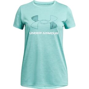 Under Armour Girls' Tech Big Logo Twist Short Sleeve T Shirt, (482) Radial Turquoise / / White, Medium