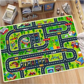 Kids Rug Kids Car Rug, Kids Road Rug Car Rug Play Mat Suitable for Playroom Classroom Bedroom (2.6x3.9ft)