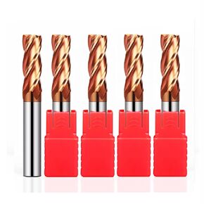 5pcs HRC55 Carbide Square End Mill 15/64" (6mm）4 Flutes Micro Grain Carbide End Mill Milling Cutter AlTin Coated for Alloy Steels Hardened Steels(5pcs HRC55 D6)