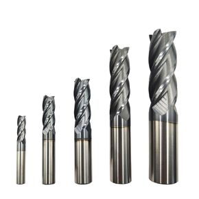 5pcs 1/4", 3/8", 1/2", 5/8", 3/4" Carbide Square End Mill, HRC 45 Deg Single End 4 Flute AlTiN Coating Mill Bits (5pcs End Mill Set)