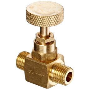 PIC Gauges NV-B-1/4-MXM Brass Needle Valve, 1/4" Male NPT X 1/4" Male NPT