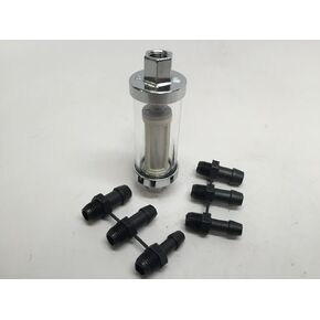 MARINE BOAT UNI INLINE FUEL FILTER 1/4", 5/16", 3/8" FITTINGS CLEAR GLASS IN/OUT