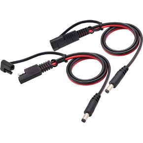 SAE Cigarette Lighter Charger Cable,16AWG 12V Cigarette Lighter Male Plug to SAE 2 Pin Quick Release Disconnect Connector Plug Adapter Extension Charging Cable with Fuse(0.3m/1ft-2Pack-M)