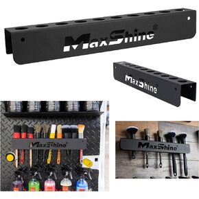 Maxshine Detailing Brush Holder - 10 Car Detailing Brushes Organizer, Sturdy, Simple & Lightweight Design, Easy Wall Mounting for Access - Premium Auto Detailing Accessories and Supplies for Car Care