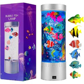 Bubble Fish Lamp, LED Aquarium Sensory Light, 15ft Colorful Bubble Tube for Bedroom, Kids Room, Living Room, Party