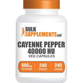 BULKSUPPLEMENTS.COM Cayenne Pepper Capsules - Cayenne Pepper 40000 HU, Capsaicin Supplements, Cayenne Pepper Supplements - Cayenne Pepper Pills, Vegan, 1 Capsule per Serving, 240 Veg Capsules