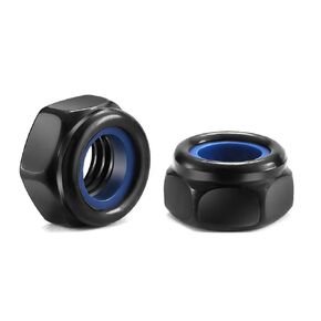 M6 x 1.0mm Nylon Insert Hex Lock Nuts 50Pcs 304 Stainless Steel Locknuts, Hex Drive, Black Oxide by SG TZH