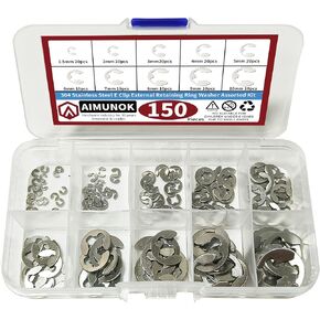 225Pcs External Retaining Rings Snap Rings Assortment Kit, 304 Stainless Steel External C-Clip Set, 15 Sizes Circlip Snap Rings M3 - M25…