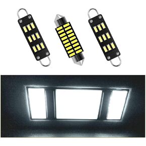 Silverado Interior LED Map Dome Light Bulbs Replacement Compatible with 1988-1998 Chevy Silverado/Chevy C1500 K1500 Pickup Truck & GMC Sierra/GMC C1500 K1500, 2 Map & 1 Dome LED Lights White