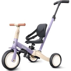 newyoo Tricycles for 1-3 Year Olds, Toddler Bike, Birthday Gift and Toy for Boys and Girls, Toddler Tricycle with Parent Push Handle, Trike with Backrest and Safety Belt, Blue, TR007