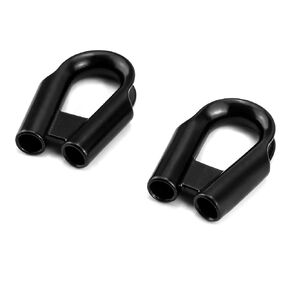 QWORK 15mm 5/8" 304 Stainless Steel Rope Wire Cable Thimble with Gusset for 5/8" or 9/16" Wire or Winch Rope, Black (Pack of 2)