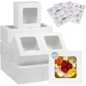 30pcs White Bakery Boxes with Window for Clear View of Inside, 4x4x2.5inches, Sturdy & Adorable Pastry Gift Box, For Mini Desserts, Small Treats, Cookies and Party Favor Boxes.