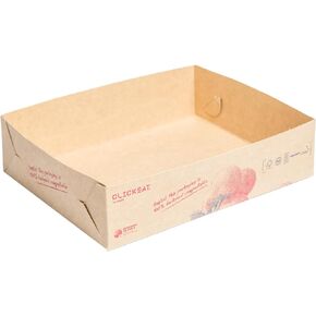 Chaura Small Paperboard Tray Holder - Ideal for Burgers, Sandwiches, Tacos, Desserts - Take Out Containers, Disposable Snack Cups - Eco-Friendly Veggie Inks - 8.81 Oz (25 Pcs)