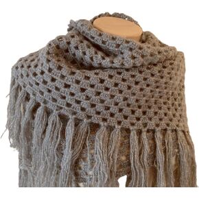 Dark Grey Glitter Crochet Fringe Shawl Scarf in Saudi Arabia