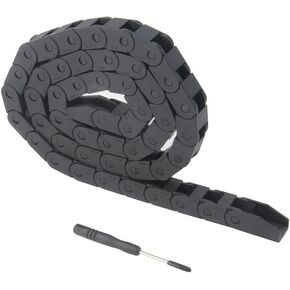 Zeberoxyz 7 × 7 مم طول سلسلة السحب 1 متر نوع إغلاق حامل كابل مرن بلاستيكي أسود R18 مع مفتاح ربط مسطح للطابعة ثلاثية الأبعاد وأجهزة CNC (7 مم × 7 مم - إغلاق) in Kuwait