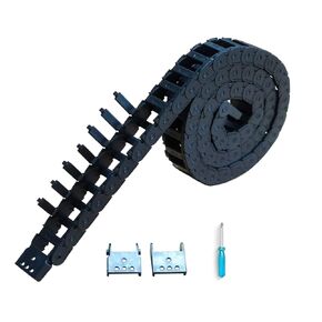 New 10x15mm Drag Chain Cable Carrier Black Plastic Wire Chain Carrier 1M for 3D Printer Laser CNC, with Extra End Connector,Outside Side Open