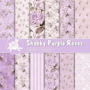 Whaline 24Pcs Purple Floral Pattern Paper 30x30cm Retro Flower Double-Sided Scrapbook Paper Flower Garden Craft Paper Folded Flat for DIY Background Card Making Photo Album Junk Journal Decor
