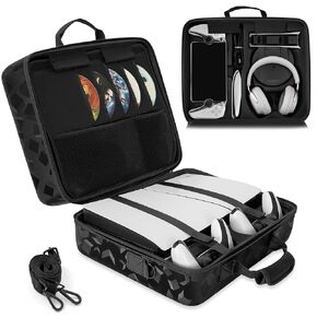حقيبة حمل ذات غلاف صلب متوافقة مع PS5 Slim وPlayStation Portal، حقيبة سفر تحمل وحدة تحكم PlayStation 5 (القرص/الإصدار الرقمي)، وحدة التحكم، الألعاب، سماعات الرأس وملحقات الألعاب in Kuwait