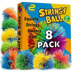 Stringy Balls & Sensory Toys for Kids 20 Pack - Stocking Stuffers for Kids Ages 4 5 6 7 8 9 Year Old Gift Ideas - Best Toddler Gifts for Boys & Girls - Monkey Pom Kooosh Balls Fidget Toys Stress Ball
