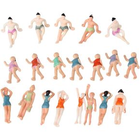 BQLZR 1:75 Multicolor ABS Unpainted Miniature Beach People Figures Mini People Pack of 20