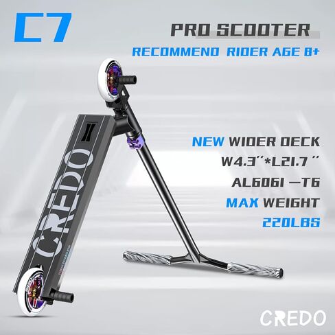 سكوتر Pro Scooter-Stunt Scooter - مصمم للأولاد والبنات، سكوتر احترافي للمراهقين بعمر 8 سنوات فما فوق ومناسب للراكبين من جميع المستويات (C7-Black/NEO) in Kuwait