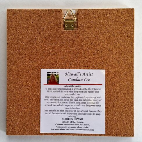6" decorative ceramic tile. Beach Scene "Secret Spot". Artwork by Candace Lee. Made in Hawaii in Saudi Arabia