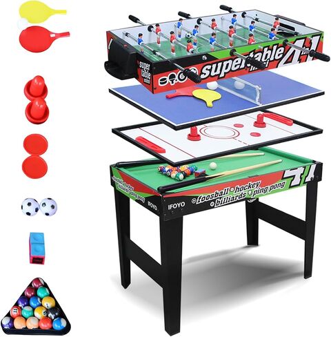 IFOYO Combo Game Table for Kids, 4 in 1 Pool Table Football Table Hockey Table Ping Pong Table Ideal for Kids in Saudi Arabia
