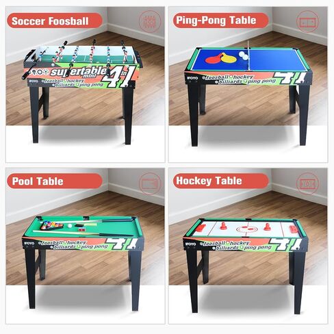 IFOYO Combo Game Table for Kids, 4 in 1 Pool Table Football Table Hockey Table Ping Pong Table Ideal for Kids in Saudi Arabia