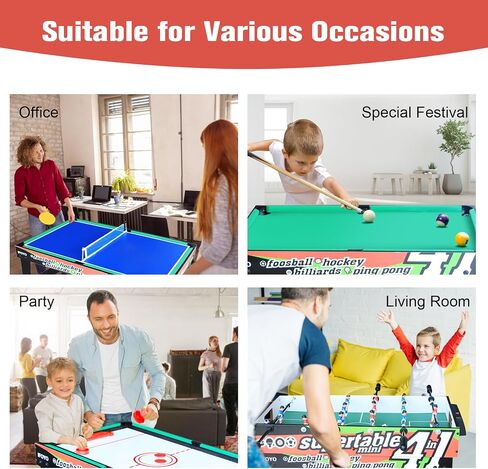 IFOYO Combo Game Table for Kids, 4 in 1 Pool Table Football Table Hockey Table Ping Pong Table Ideal for Kids in Saudi Arabia