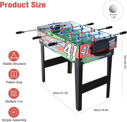 IFOYO Combo Game Table for Kids, 4 in 1 Pool Table Football Table Hockey Table Ping Pong Table Ideal for Kids in Saudi Arabia