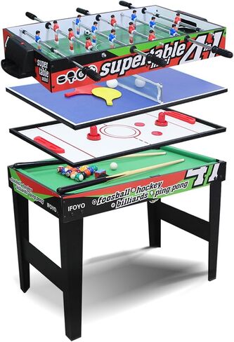 IFOYO Combo Game Table for Kids, 4 in 1 Pool Table Football Table Hockey Table Ping Pong Table Ideal for Kids in Saudi Arabia