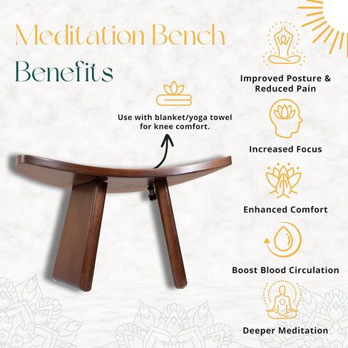 Sensa Meditation Bench, Wooden Kneeling Stool, Portable with Travel Bag, Foldable, Ergonomic & Durable Design, Comfort Chair for Deeper & Longer Meditation, Perfect for Yoga, Prayer, Seiza (6 inch) in Saudi Arabia