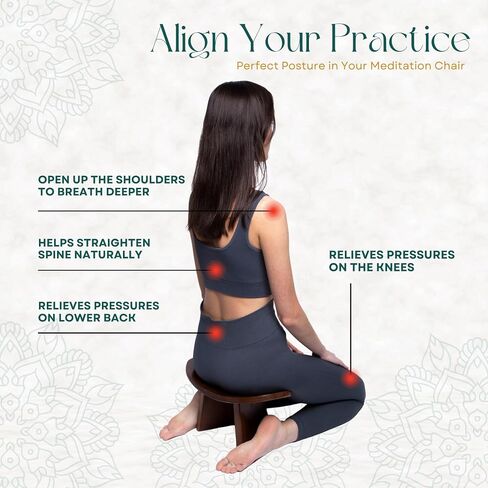 Sensa Meditation Bench, Wooden Kneeling Stool, Portable with Travel Bag, Foldable, Ergonomic & Durable Design, Comfort Chair for Deeper & Longer Meditation, Perfect for Yoga, Prayer, Seiza (6 inch) in Saudi Arabia