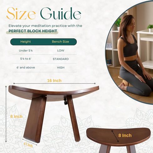 Sensa Meditation Bench, Wooden Kneeling Stool, Portable with Travel Bag, Foldable, Ergonomic & Durable Design, Comfort Chair for Deeper & Longer Meditation, Perfect for Yoga, Prayer, Seiza (6 inch) in Saudi Arabia