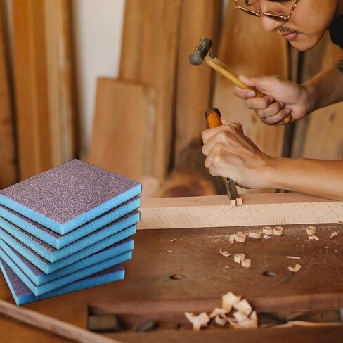 Uilluet 8PCS 60-220Grit Sanding Sponges Sanding Block set Wet Dry, Coarse/Medium/Fine Assortment 60 100 120 220 Grit, Reusable and Washable Sanding Blocks for Wood, Rust Removal, Plastic, Drywall in Saudi Arabia