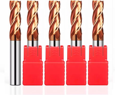 5pcs HRC55 Carbide Square End Mill 15/64" (6mm）4 Flutes Micro Grain Carbide End Mill Milling Cutter AlTin Coated for Alloy Steels Hardened Steels(5pcs HRC55 D6) in Kuwait