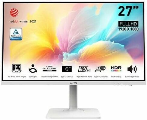 MSI Modern MD2712PW 27-inch IPS 1920 x 1080 (FHD) Computer Monitor, Adaptive-Synch, HDR Ready, HDMI, USBC 15W Power Delivery, Speaker, VESA Mountable, Height Adjustable, 1ms, White in Saudi Arabia