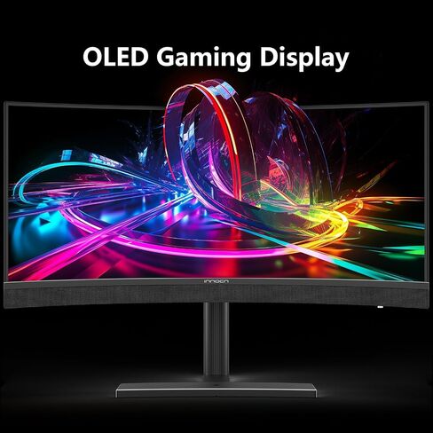 INNOCN 34Q1R 34" OLED Curved Ultrawide Monitor WQHD 3440 x 1440p 175Hz Computer Monitor, USB Type C Power Delivery, HDMI, DP, Stereo Speakers, Charger Pad, Black in Saudi Arabia