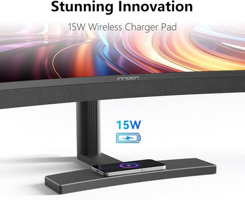 INNOCN 34Q1R 34" OLED Curved Ultrawide Monitor WQHD 3440 x 1440p 175Hz Computer Monitor, USB Type C Power Delivery, HDMI, DP, Stereo Speakers, Charger Pad, Black in Saudi Arabia