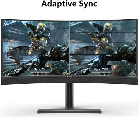 INNOCN 34Q1R 34" OLED Curved Ultrawide Monitor WQHD 3440 x 1440p 175Hz Computer Monitor, USB Type C Power Delivery, HDMI, DP, Stereo Speakers, Charger Pad, Black in Saudi Arabia