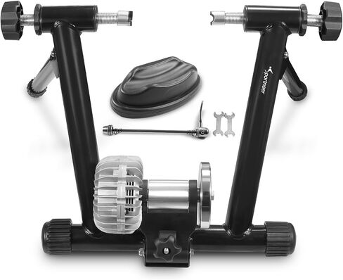 Sportneer Bike Trainer: Fluid Stationary Bike Stand for 26-29" & 700C Wheels - Auto Resistance Control Bike Trainer Stand for Indoor Riding with Quick Release Skewer & Front Wheel Riser Block in Saudi Arabia