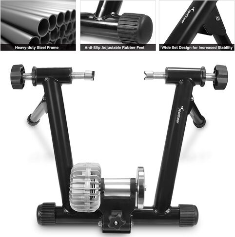 Sportneer Bike Trainer: Fluid Stationary Bike Stand for 26-29" & 700C Wheels - Auto Resistance Control Bike Trainer Stand for Indoor Riding with Quick Release Skewer & Front Wheel Riser Block in Saudi Arabia