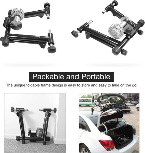 Sportneer Bike Trainer: Fluid Stationary Bike Stand for 26-29" & 700C Wheels - Auto Resistance Control Bike Trainer Stand for Indoor Riding with Quick Release Skewer & Front Wheel Riser Block in Saudi Arabia