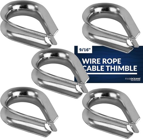 Five Oceans 5-Pack Stainless Steel Thimble for 9/16" Wire Rope Cable - FO1446-M5 in Saudi Arabia