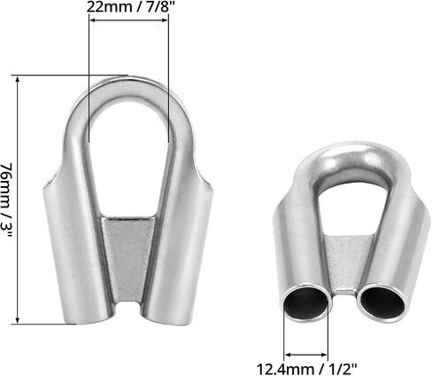 QWORK 15mm 5/8" 304 Stainless Steel Rope Wire Cable Thimble with Gusset for 5/8" or 9/16" Wire or Winch Rope, Black (Pack of 2) in Saudi Arabia