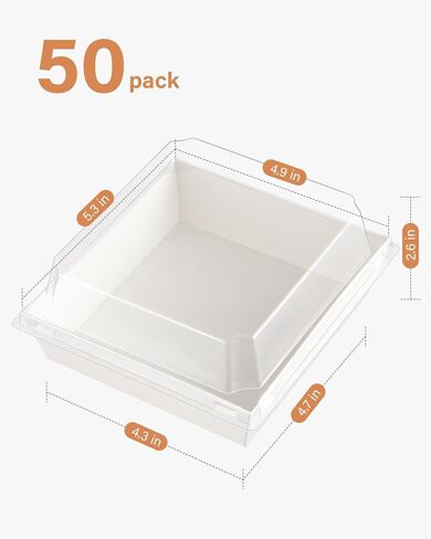 Kootek Charcuterie Boxes with Clear Lids, 5 x 5 inch Disposable To Go Food Containers, Individual Mini Paper Charcuterie Box for Cake Slice, Salads, Sandwich, Dessert, Cookies, Sushi, Strawberries in Saudi Arabia
