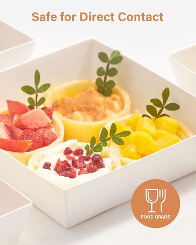 Kootek Charcuterie Boxes with Clear Lids, 5 x 5 inch Disposable To Go Food Containers, Individual Mini Paper Charcuterie Box for Cake Slice, Salads, Sandwich, Dessert, Cookies, Sushi, Strawberries in Saudi Arabia