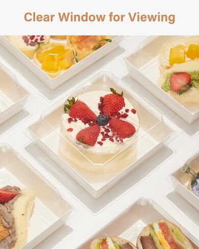 Kootek Charcuterie Boxes with Clear Lids, 5 x 5 inch Disposable To Go Food Containers, Individual Mini Paper Charcuterie Box for Cake Slice, Salads, Sandwich, Dessert, Cookies, Sushi, Strawberries in Saudi Arabia