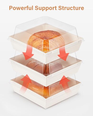 Kootek Charcuterie Boxes with Clear Lids, 5 x 5 inch Disposable To Go Food Containers, Individual Mini Paper Charcuterie Box for Cake Slice, Salads, Sandwich, Dessert, Cookies, Sushi, Strawberries in Saudi Arabia