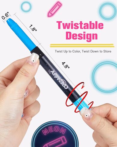 14 قطعة من طلاء الوجه المتوهج في الظلام، طلاء الوجه والجسم باللون الأسود النيون الفاتح، أعواد مكياج الهالوين التنكرية، مجموعة أقلام تلوين فلورسنت للأطفال والكبار in Kuwait